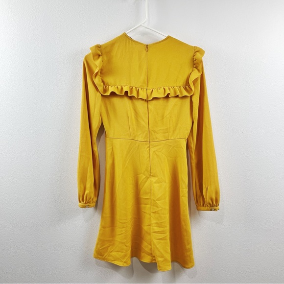 Zara Mustard Ruffle Dress Long Sleeve Size X-Small - Picture 2 of 3
